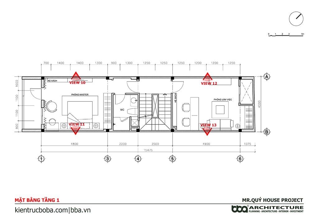 Mẫu nhà ống 3 tầng sân thượng 4x15
